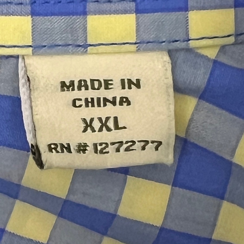 Donald Ross Button Down Men XXL Blue Yellow Gingham Check Long Sleeve Excellent - Picture 7 of 13